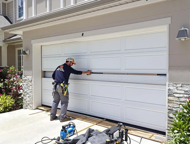 Avon Garage Door Repair team performing complete garage door replacement at Avon residence