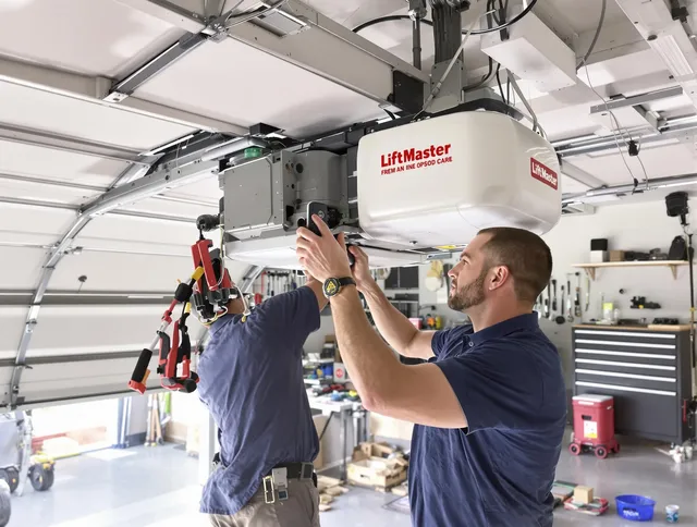 Avon Garage Door Repair technician performing advanced diagnostics on garage opener in Avon